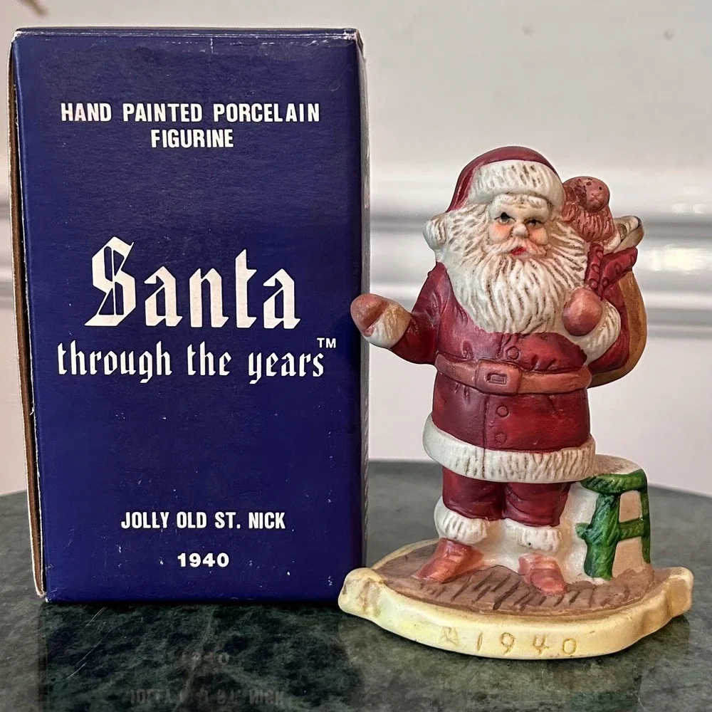 RSVP Santa Through The Years 1990 Porcelain Figurine Set St Nicholas 1880-1940